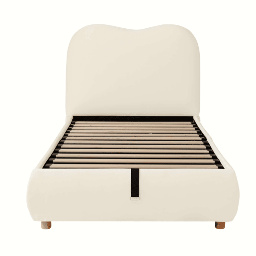Cama estofada para criança 90x200 cm - hidráulica com base de colchão, cabeceira acolchoada e amplo espaço de arrumação - bege Cama estofada para criança 90x200 cm - hidráulica com base de colchão, cabeceira acolchoada e amplo espaço de arrumação - bege