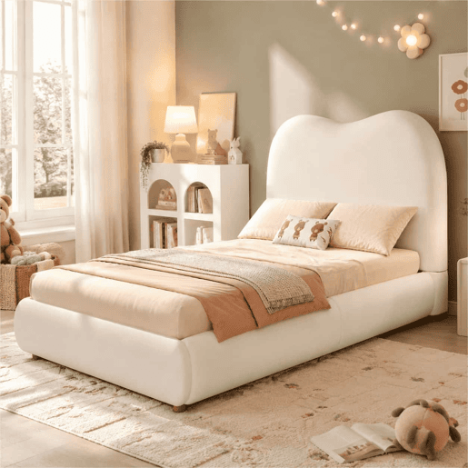 Cama estofada para criança 90x200 cm - hidráulica com base de colchão, cabeceira acolchoada e amplo espaço de arrumação - bege Cama estofada para criança 90x200 cm - hidráulica com base de colchão, cabeceira acolchoada e amplo espaço de arrumação - bege