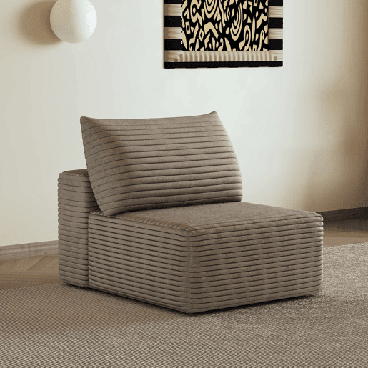 Sofá relax 70 x 95 cm - 1 lugar, estofado em veludo cotelê, confortável - Camel Sofá relax 70 x 95 cm - 1 lugar, estofado em veludo cotelê, confortável - Camel