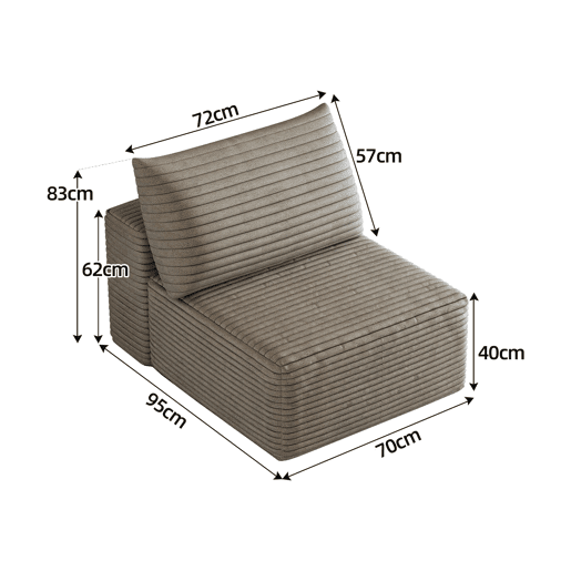 Sofá relax 70 x 95 cm - 1 lugar, estofado em veludo cotelê, confortável - Camel Sofá relax 70 x 95 cm - 1 lugar, estofado em veludo cotelê, confortável - Camel