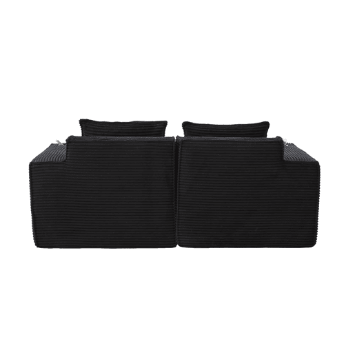 Sofá modular de 2 lugares - encosto com molas ensacadas, espuma de alta densidade, porta-copos e bolsos laterais, não montado - Preto