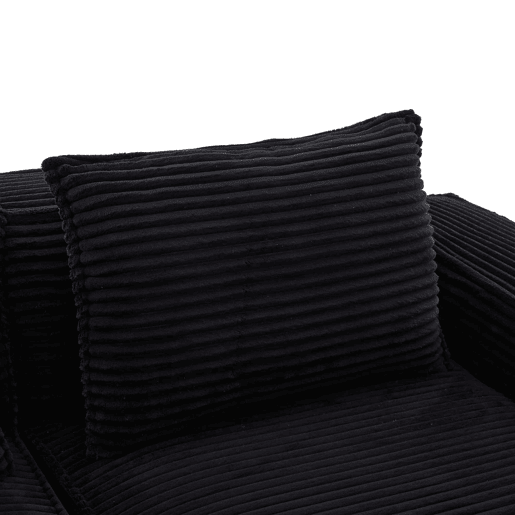 Sofá modular de 2 lugares - encosto com molas ensacadas, espuma de alta densidade, porta-copos e bolsos laterais, não montado - Preto