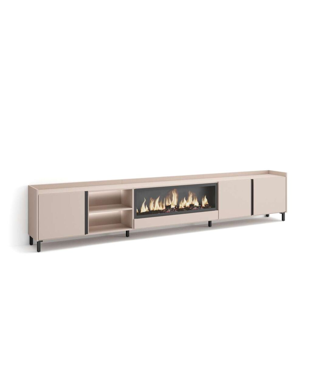 Mueble TV Bobadilla-02 con chimenea y luces LED integradas 315