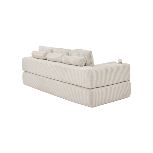 Sofá-cama de 3 lugares - em veludo, com espuma de alta densidade, núcleo de molas, almofadas Memory, porta-copos e bolsos - Bege