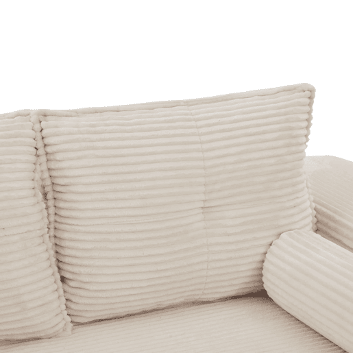 Sofá-cama de 3 lugares - em veludo, com espuma de alta densidade, núcleo de molas, almofadas Memory, porta-copos e bolsos - Bege