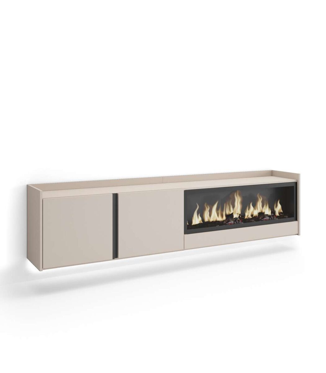 Mueble TV Pujerra-01 suspendido con chimenea integrada 212