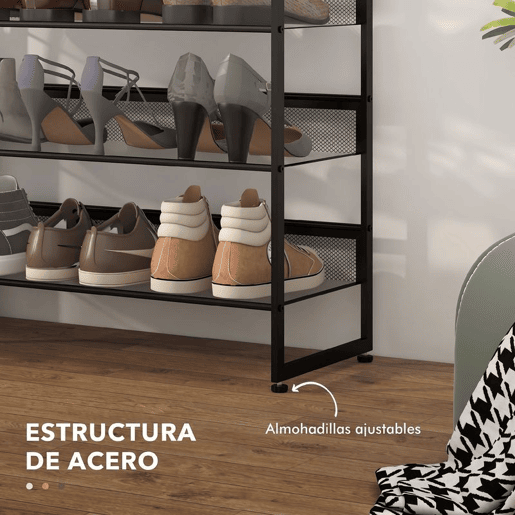 HOMCOM Sapateira Estreita de 5 Níveis em Aço para 15 Pares, Preta