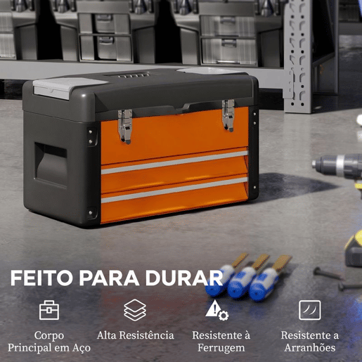 HOMCOM Caixa de Ferramentas Vazia em Aço com 2 Gavetas e Asa, para Casa e Oficina, Laranja HOMCOM Caixa de Ferramentas Vazia em Aço com 2 Gavetas e Asa, para Casa e Oficina, Laranja