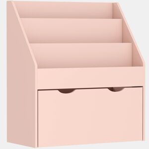 AIYAPLAY Estante de Brinquedos com 3 Compartimentos, Estante para Livros Infantil com Gaveta de Rodas, Multifuncional, para Quarto, Creche e Sala de Brincadeiras, Rosa