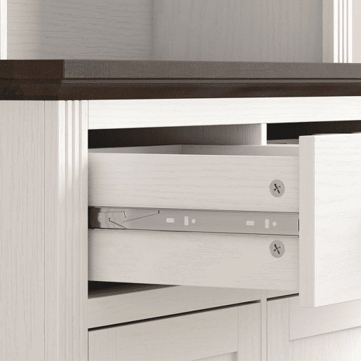 HOMCOM Armário de Cozinha Alto com Portas de Vidro, 2 Gavetas, Prateleiras Ajustáveis e Nicho Aberto, 80x38x170 cm, Branco e Castanho
