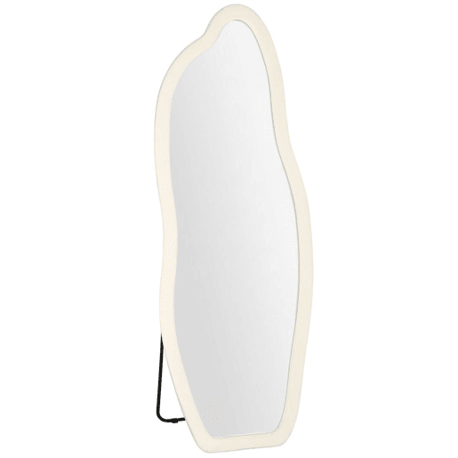 HOMCOM Espelho de Corpo Inteiro 160x60 cm, de Pé ou Parede, Moldura Arqueada Aveludada, Creme HOMCOM Espelho de Corpo Inteiro 160x60 cm, de Pé ou Parede, Moldura Arqueada Aveludada, Creme