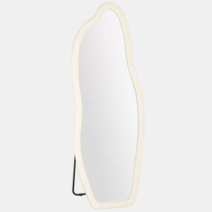 HOMCOM Espelho de Corpo Inteiro 160x60 cm, de Pé ou Parede, Moldura Arqueada Aveludada, Creme