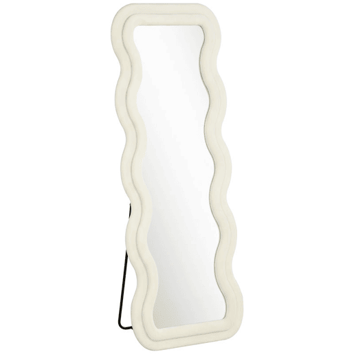 HOMCOM Espelho de Corpo Inteiro 160x60 cm, Espelho de Pé com Moldura Ondulada Aveludada, de Pé, Apoiado ou de Parede, para Quarto, Sala de Estar e Quarto de Vestir HOMCOM Espelho de Corpo Inteiro 160x60 cm, Espelho de Pé com Moldura Ondulada Aveludada, de Pé, Apoiado ou de Parede, para Quarto, Sala de Estar e Quarto de Vestir