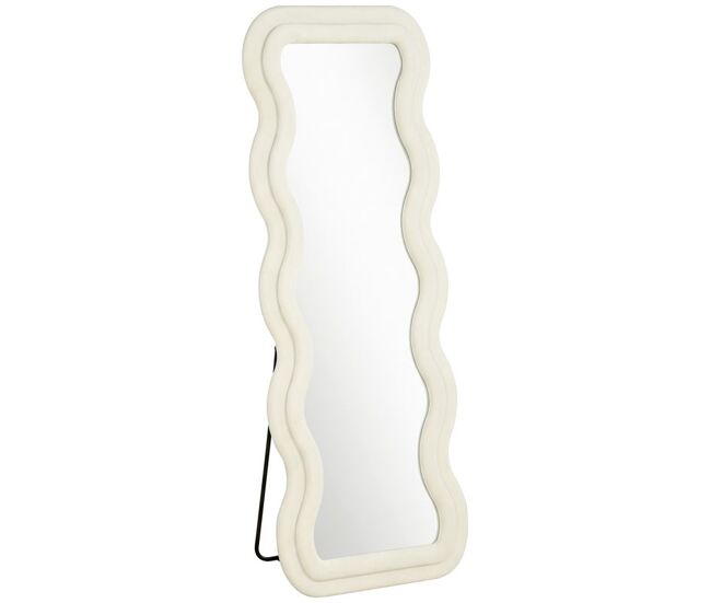 Homcom espejo de cuerpo entero, 160x60 cm, espejo de pie, marco ondulado aterciopelado, independiente, apoyado y de pared, para dormitorio, salón,