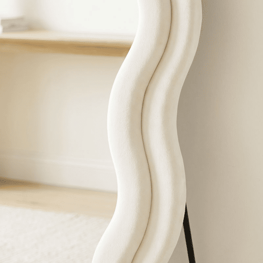 HOMCOM Espelho de Corpo Inteiro 160x60 cm, Espelho de Pé com Moldura Ondulada Aveludada, de Pé, Apoiado ou de Parede, para Quarto, Sala de Estar e Quarto de Vestir HOMCOM Espelho de Corpo Inteiro 160x60 cm, Espelho de Pé com Moldura Ondulada Aveludada, de Pé, Apoiado ou de Parede, para Quarto, Sala de Estar e Quarto de Vestir