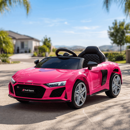AIYAPLAY Carro Elétrico para Crianças Audi R8 Spyder 12 V com Comando 2,4 GHz, 2 Motores, Arranque Suave, Suspensão Traseira, Música, Buzina, USB e Faróis LED, Rosa