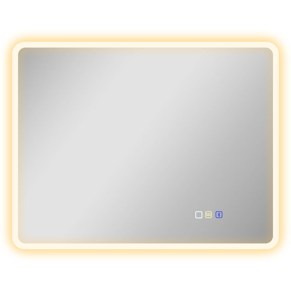 Homcom espejo de baño con luz led bluetooth 90x70 cm espejo de pared con 3 colores de luz brillo ajustable función antivaho función de memoria interruptor táctil ip44
