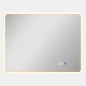 HOMCOM Espelho de Casa de Banho LED com Bluetooth 90x70 cm, 3 Tons de Luz, Brilho Regulável, Antiembaciamento, Memória e IP44