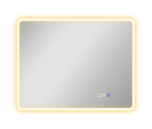 Homcom espejo de baño con luz led bluetooth 90x70 cm espejo de pared con 3 colores de luz brillo ajustable función antivaho función de memoria interruptor táctil ip44