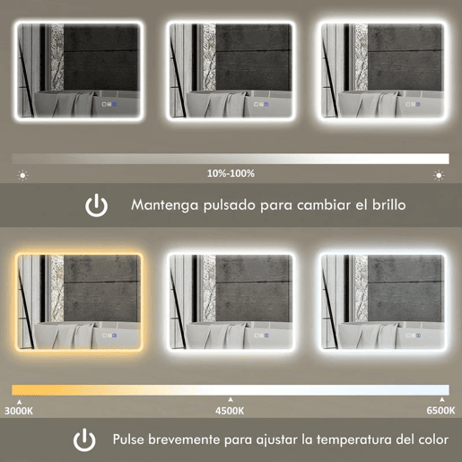 HOMCOM Espelho de Casa de Banho LED com Bluetooth 90x70 cm, 3 Tons de Luz, Brilho Regulável, Antiembaciamento, Memória e IP44 HOMCOM Espelho de Casa de Banho LED com Bluetooth 90x70 cm, 3 Tons de Luz, Brilho Regulável, Antiembaciamento, Memória e IP44