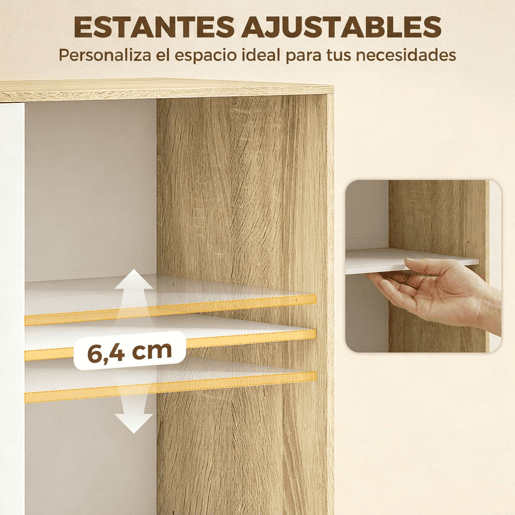 HOMCOM Roupeiro Moderno com Portas de Correr, Varão, Prateleiras Ajustáveis e 4 Gavetas, 120x50x187,5 cm, Carvalho e Branco HOMCOM Roupeiro Moderno com Portas de Correr, Varão, Prateleiras Ajustáveis e 4 Gavetas, 120x50x187,5 cm, Carvalho e Branco