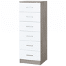 HOMCOM Cómoda de 6 Gavetas, Cómoda Alta e Estreita para Quarto, Sala, Quarto de Vestir ou Entrada, 40x40x110 cm, Cinza-claro e Branco