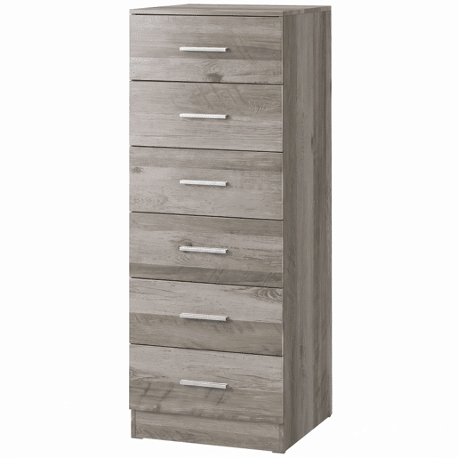 HOMCOM Cómoda Alta com 6 Gavetas, Camiseiro Estreito para Quarto, Sala ou Hall, 40x40x110 cm, Cinzento-claro e Branco HOMCOM Cómoda Alta com 6 Gavetas, Camiseiro Estreito para Quarto, Sala ou Hall, 40x40x110 cm, Cinzento-claro e Branco