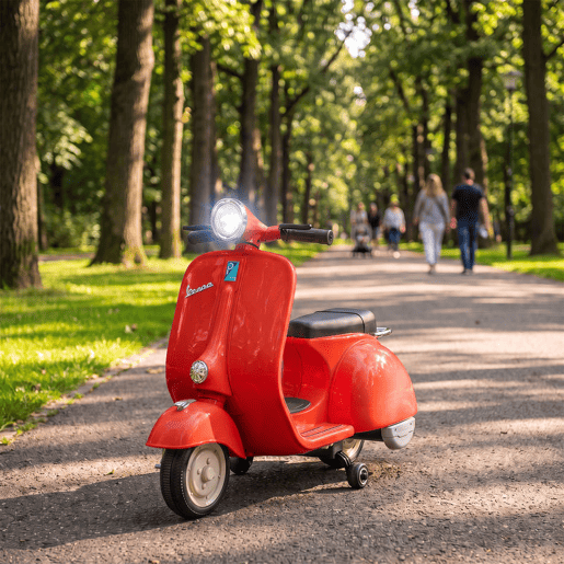 AIYAPLAY Mota Elétrica Infantil VESPA 6V com Rodas de Apoio, Luz, Música e USB - Vermelho AIYAPLAY Mota Elétrica Infantil VESPA 6V com Rodas de Apoio, Luz, Música e USB - Vermelho