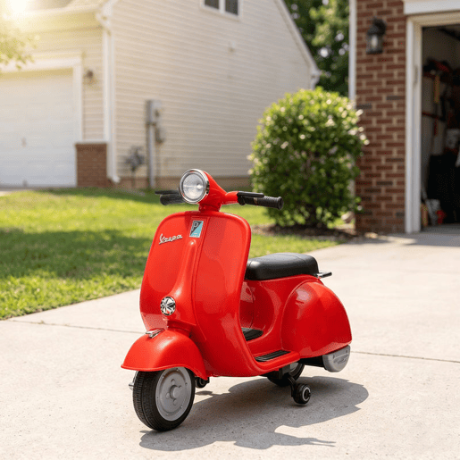 AIYAPLAY Mota Elétrica Infantil VESPA 6V com Rodas de Apoio, Luz, Música e USB - Vermelho AIYAPLAY Mota Elétrica Infantil VESPA 6V com Rodas de Apoio, Luz, Música e USB - Vermelho