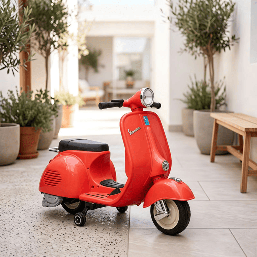 AIYAPLAY Mota Elétrica Infantil VESPA 6V com Rodas de Apoio, Luz, Música e USB - Vermelho AIYAPLAY Mota Elétrica Infantil VESPA 6V com Rodas de Apoio, Luz, Música e USB - Vermelho