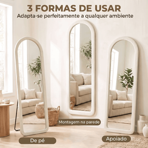 HOMCOM Espelho de Corpo Inteiro 160x60 cm, de Pé ou de Parede, Moldura em Arco Aveludada, para Quarto e Quarto de Vestir HOMCOM Espelho de Corpo Inteiro 160x60 cm, de Pé ou de Parede, Moldura em Arco Aveludada, para Quarto e Quarto de Vestir