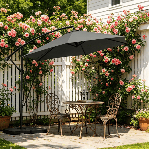 Guarda-sol de jardim 310 x 100 x 277 cm u2013 dobrável, ajustável, resistente para uso no exterior e na piscina u2013 cinzento escuro Guarda-sol de jardim 310 x 100 x 277 cm u2013 dobrável, ajustável, resistente para uso no exterior e na piscina u2013 cinzento escuro