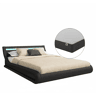 Cama com estrado e Colchão Quarto de dormir Preto 214x157x65 LED Parisina Muebles Bonitos
