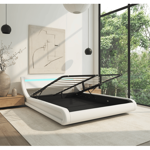 Cama Quarto de dormir Branco 214x157x65 LED Parisina Muebles Bonitos Cama Quarto de dormir Branco 214x157x65 LED Parisina Muebles Bonitos