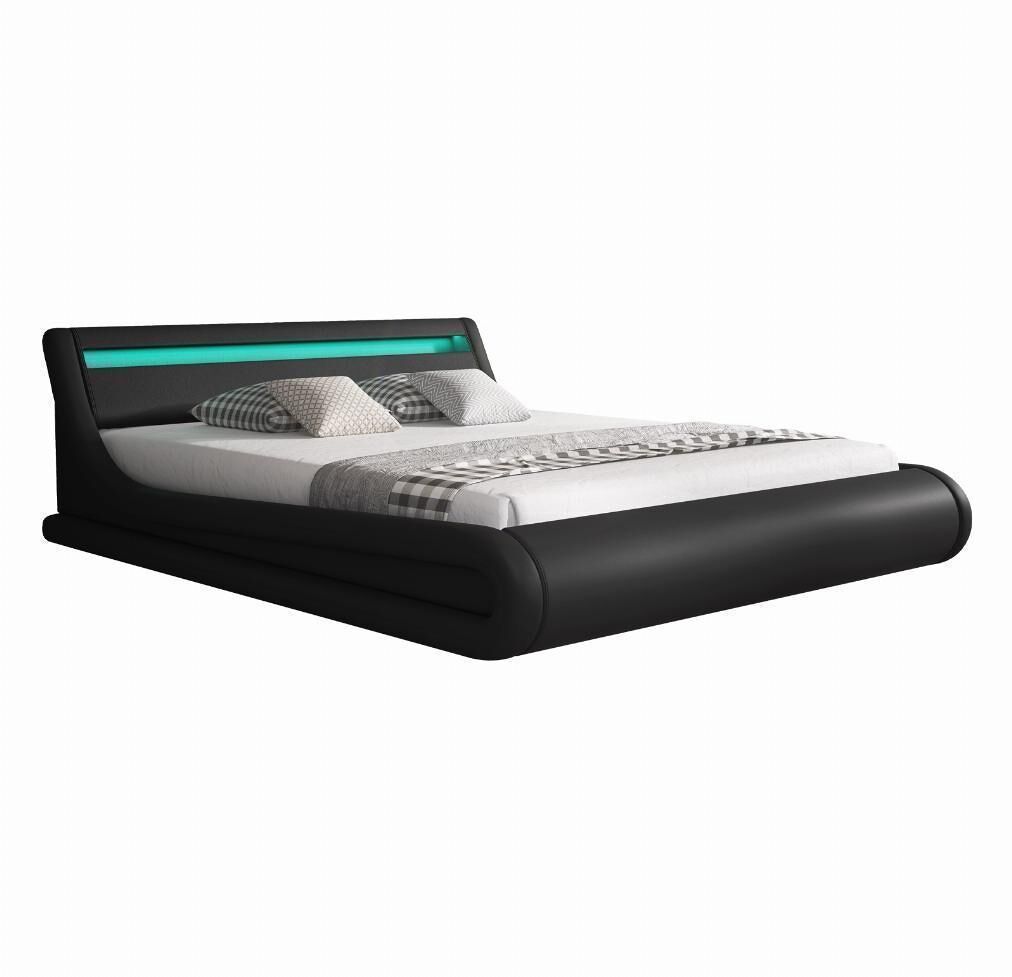 Cama de matrimonio con canapé dormitorio negro 214x157x65 led parisina muebles bonitos