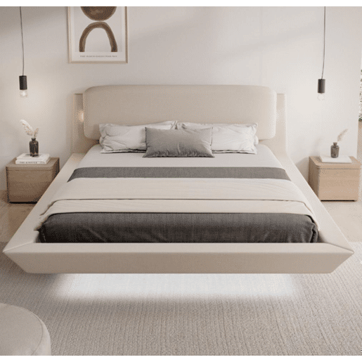 Cama com estrado Quarto de dormir Bege 209x178x79 LED Diana Muebles Bonitos Cama com estrado Quarto de dormir Bege 209x178x79 LED Diana Muebles Bonitos