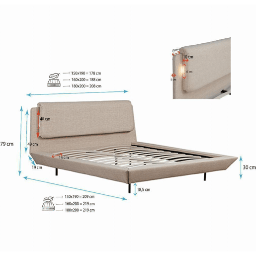 Cama com estrado Quarto de dormir Bege 209x178x79 LED Diana Muebles Bonitos Cama com estrado Quarto de dormir Bege 209x178x79 LED Diana Muebles Bonitos
