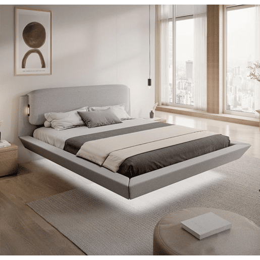 Cama com estrado Quarto de dormir Cinzento 209x178x79 LED Diana Muebles Bonitos