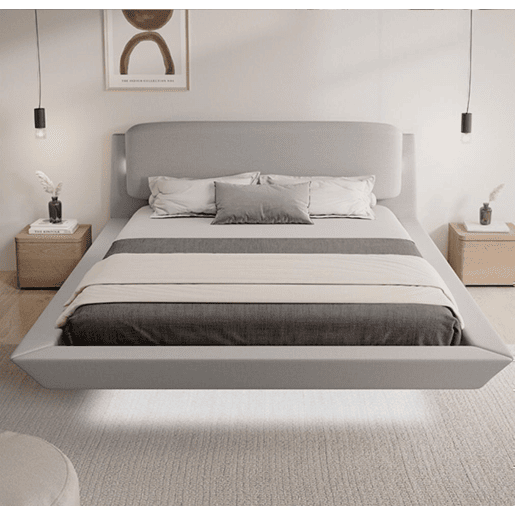 Cama com estrado Quarto de dormir Cinzento 209x178x79 LED Diana Muebles Bonitos