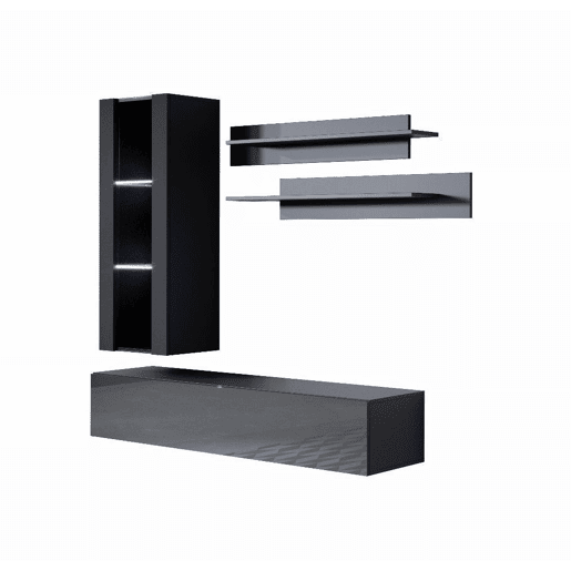Móvel de sala Sala de estar e jantar PretoBranco 160x40x166 2 portas LED Luke 5 Muebles Bonitos