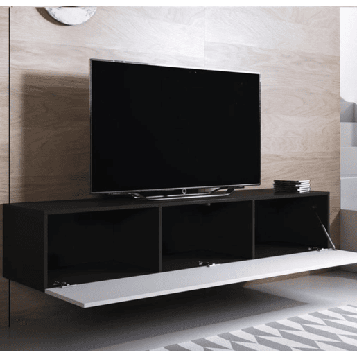 Móvel de sala Sala de estar e jantar PretoBranco 160x40x166 2 portas LED Luke 5 Muebles Bonitos