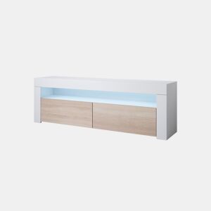 Móvel TV Sala de estar e jantar BrancoSonoma 140x35x50,5 LED Aker Muebles Bonitos