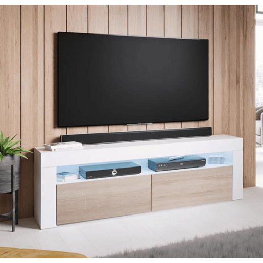 Móvel TV Sala de estar e jantar BrancoSonoma 140x35x50,5 LED Aker Muebles Bonitos Móvel TV Sala de estar e jantar BrancoSonoma 140x35x50,5 LED Aker Muebles Bonitos