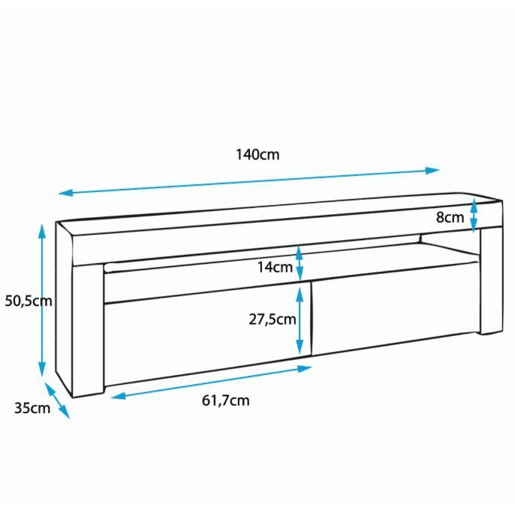Móvel TV Sala de estar e jantar BrancoSonoma 140x35x50,5 LED Aker Muebles Bonitos Móvel TV Sala de estar e jantar BrancoSonoma 140x35x50,5 LED Aker Muebles Bonitos