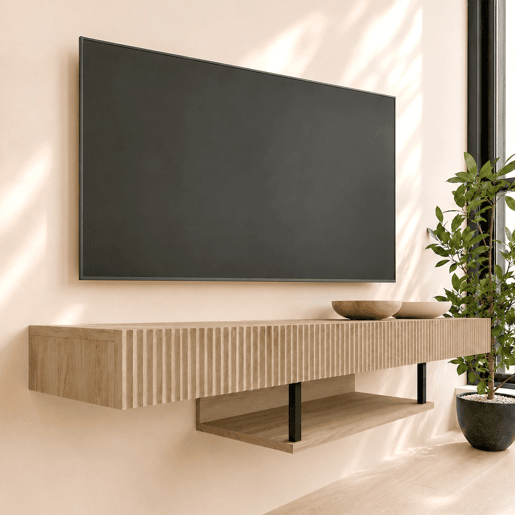 Móvel TV Suspenso Sala de estar e jantar Carvalho 150x40x22 1 gaveta Renzo Muebles Bonitos Móvel TV Suspenso Sala de estar e jantar Carvalho 150x40x22 1 gaveta Renzo Muebles Bonitos
