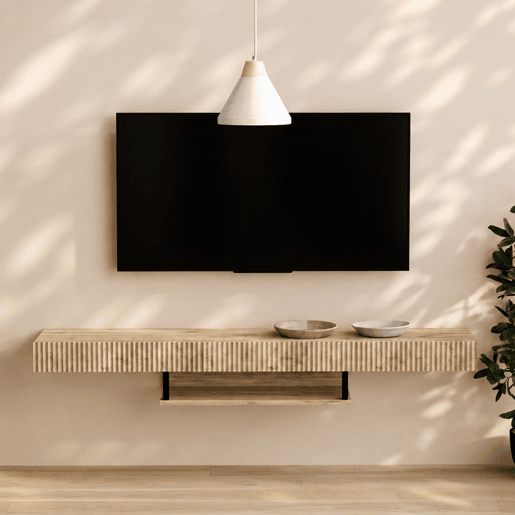 Móvel TV Suspenso Sala de estar e jantar Carvalho 150x40x22 1 gaveta Renzo Muebles Bonitos Móvel TV Suspenso Sala de estar e jantar Carvalho 150x40x22 1 gaveta Renzo Muebles Bonitos