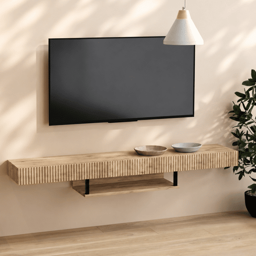 Móvel TV Suspenso Sala de estar e jantar Carvalho 150x40x22 1 gaveta Renzo Muebles Bonitos Móvel TV Suspenso Sala de estar e jantar Carvalho 150x40x22 1 gaveta Renzo Muebles Bonitos