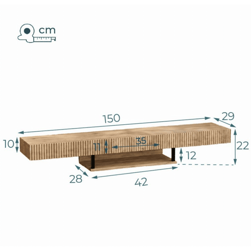 Móvel TV Suspenso Sala de estar e jantar Carvalho 150x40x22 1 gaveta Renzo Muebles Bonitos Móvel TV Suspenso Sala de estar e jantar Carvalho 150x40x22 1 gaveta Renzo Muebles Bonitos