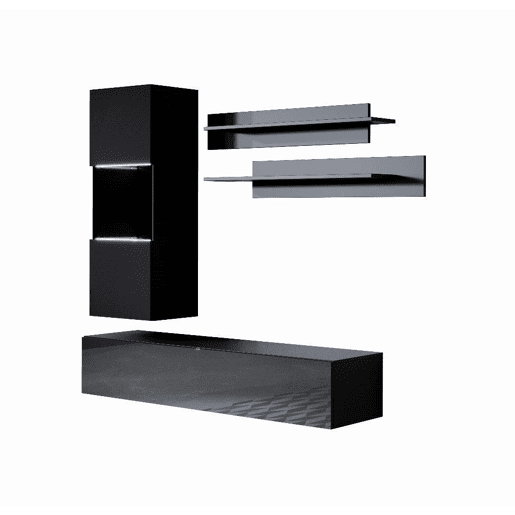 Móvel de sala Sala de estar e jantar Preto 160x40x166 2 portas LED Luke 6 Muebles Bonitos