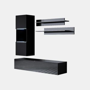 Móvel de sala Sala de estar e jantar Preto 160x40x166 2 portas LED Luke 6 Muebles Bonitos